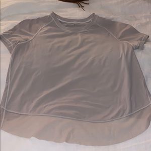 Light grey lulu t shirt with open slit back detail